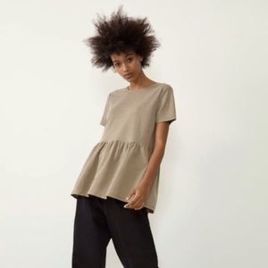 Zara Tan Peplum Babydoll Short Sleeve 